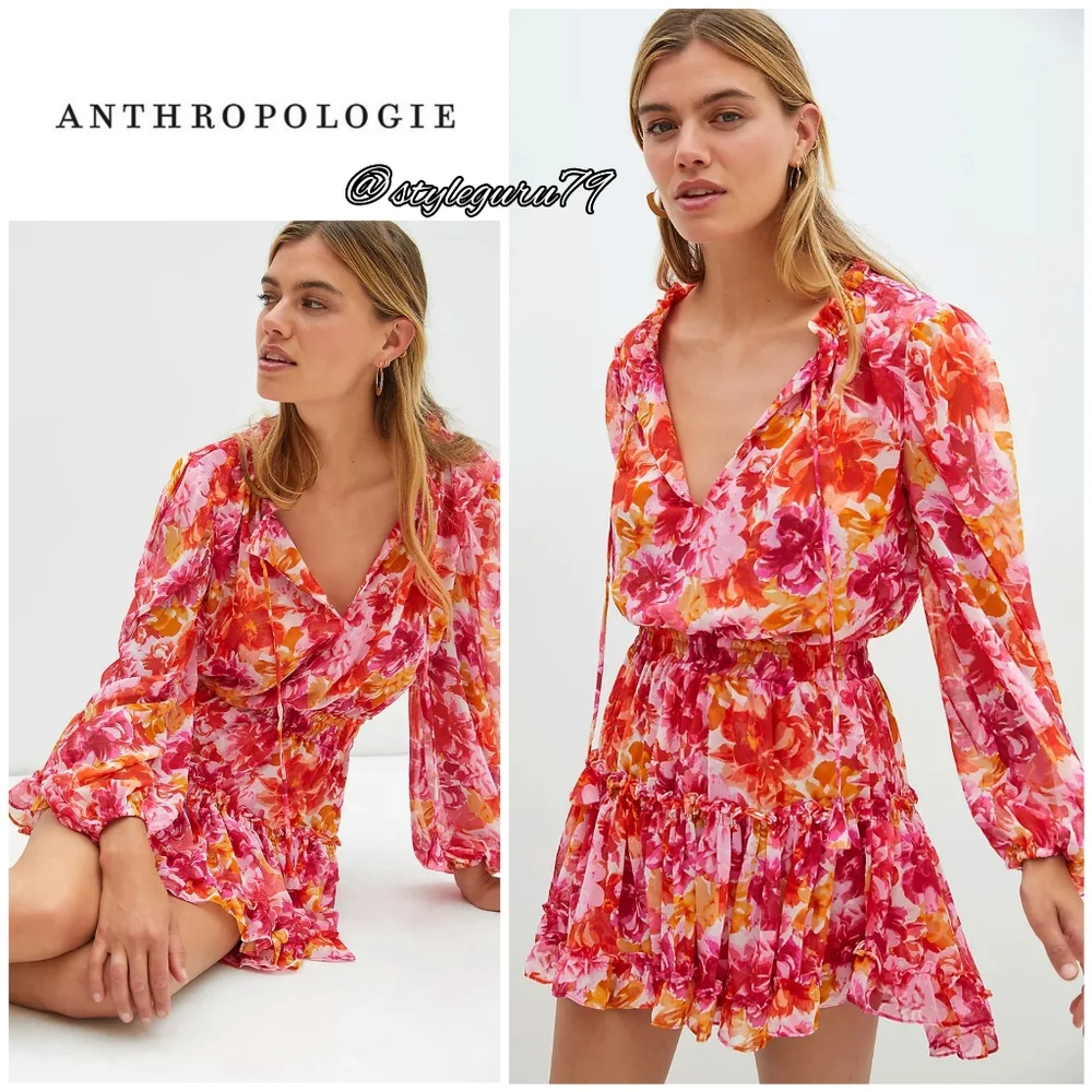 NWT, Anthropologie, MISA Ruffled Floral Mini Dress
